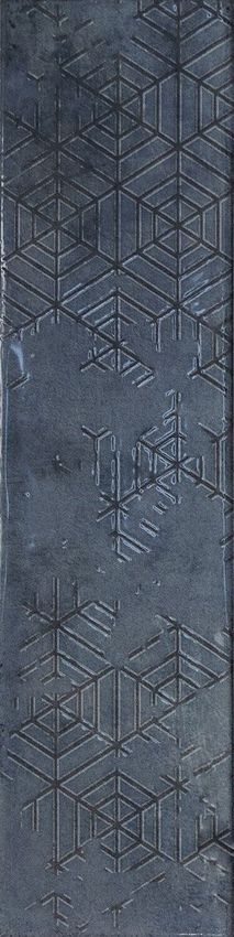 Плитка Декор Cifre Omnia Decor Blue, 7.5x30, орнамент, синий, глянцевый - 1
